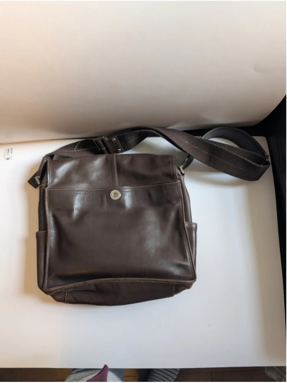 Vintage COACH 05A02 Brown Leather Messenger Bag Crossbody Transatlantic Map Bag